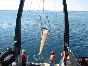 Benthic sled on fantail of research ship