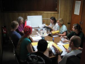 The ecology course included classroom sessions, shown here with Dr. Green